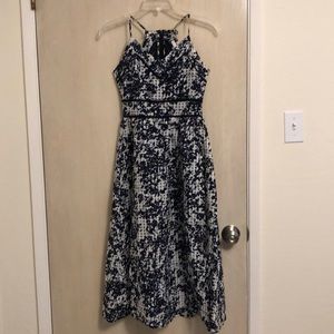 White & Navy J.O.A. Midi Dress